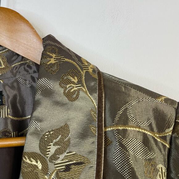 Field Manor Vintage Y2K Gold Brocade Floral Regency Ornate Long Jacket womens L - Picture 5 of 13